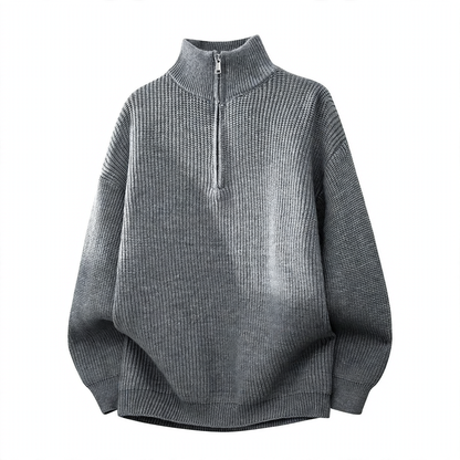 Men's knit sweater with half zipper