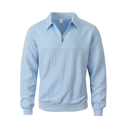 Men's sweatshirt with zipper and laydown collar