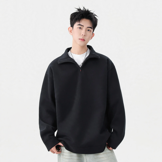 Men's sweatshirt with stand-up collar and raglan sleeves