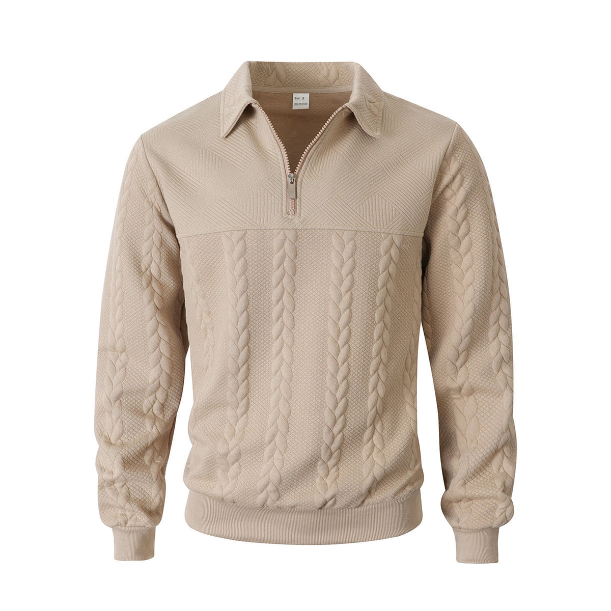Men's sweatshirt with zipper and laydown collar
