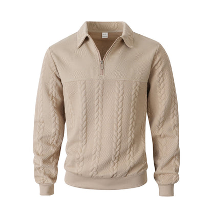 Men's sweatshirt with zipper and laydown collar