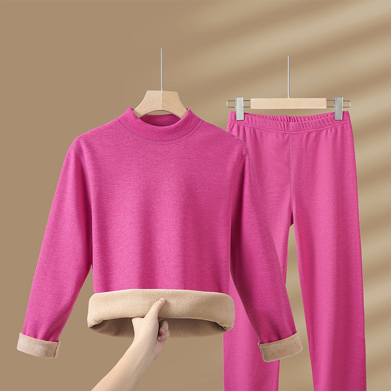 Thermal underwear set, lined, with stand-up collar