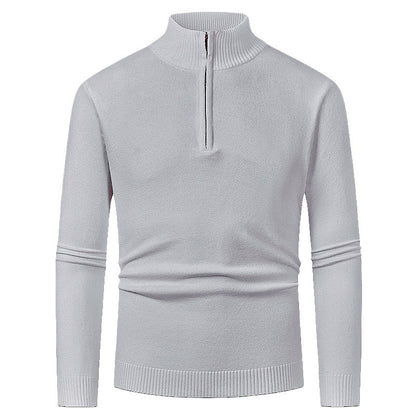 Men's knit sweater with polo collar and zipper