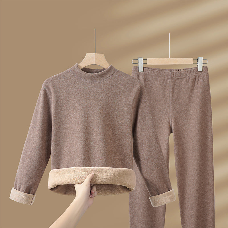 Thermal underwear set, lined, with stand-up collar