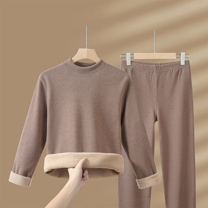Thermal underwear set, lined, with stand-up collar