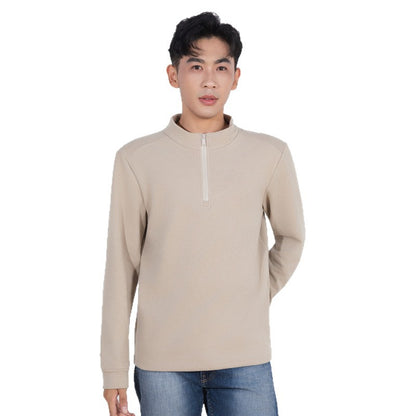 Men's waffle sweatshirt with zipper and lining