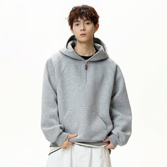 Heavy men's hoodie with half zip