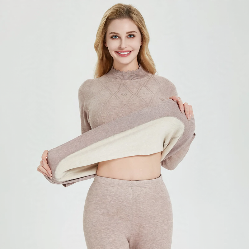 Thermal underwear set with wool and silk