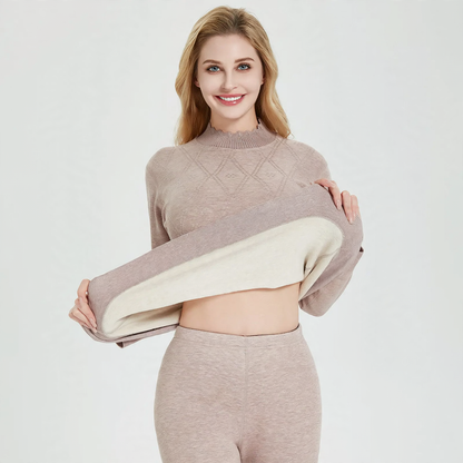 Thermal underwear set with wool and silk