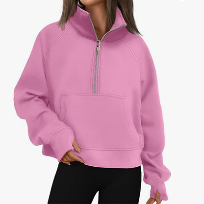 Women's sweatshirt with zipper and raglan sleeves