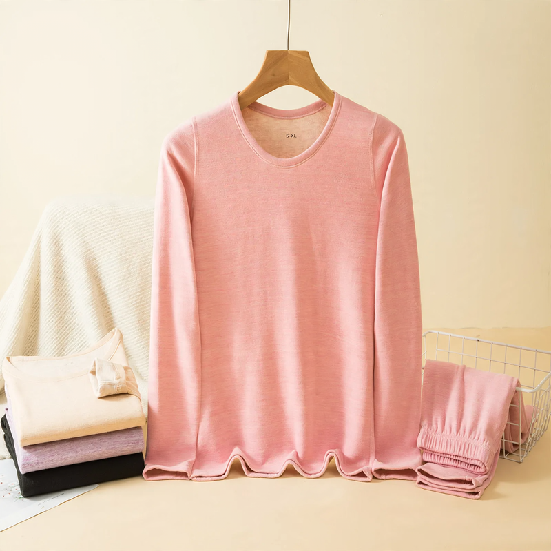Warm underwear set with wool and silk, unisex