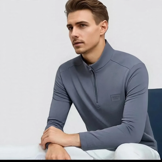 Men's sweatshirt with zipper and stand-up collar