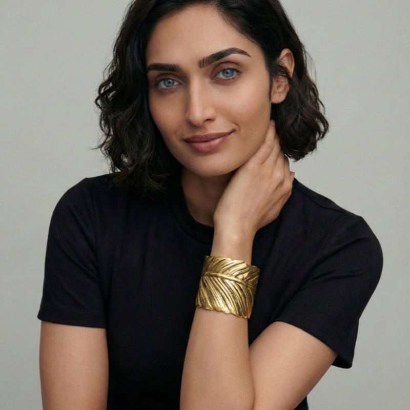 Women's Wide Bangle with Textured Surface