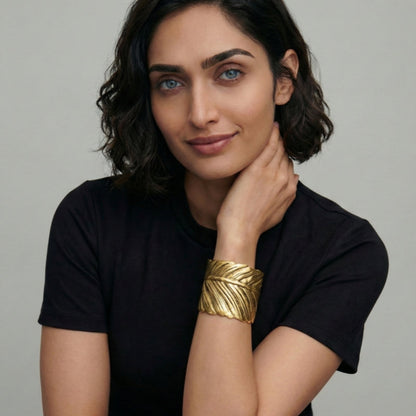 Women's Wide Bangle with Textured Surface