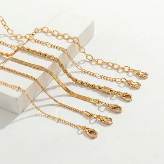 Women's Multi-Strand Chain Bracelet Set with Lobster Clasp