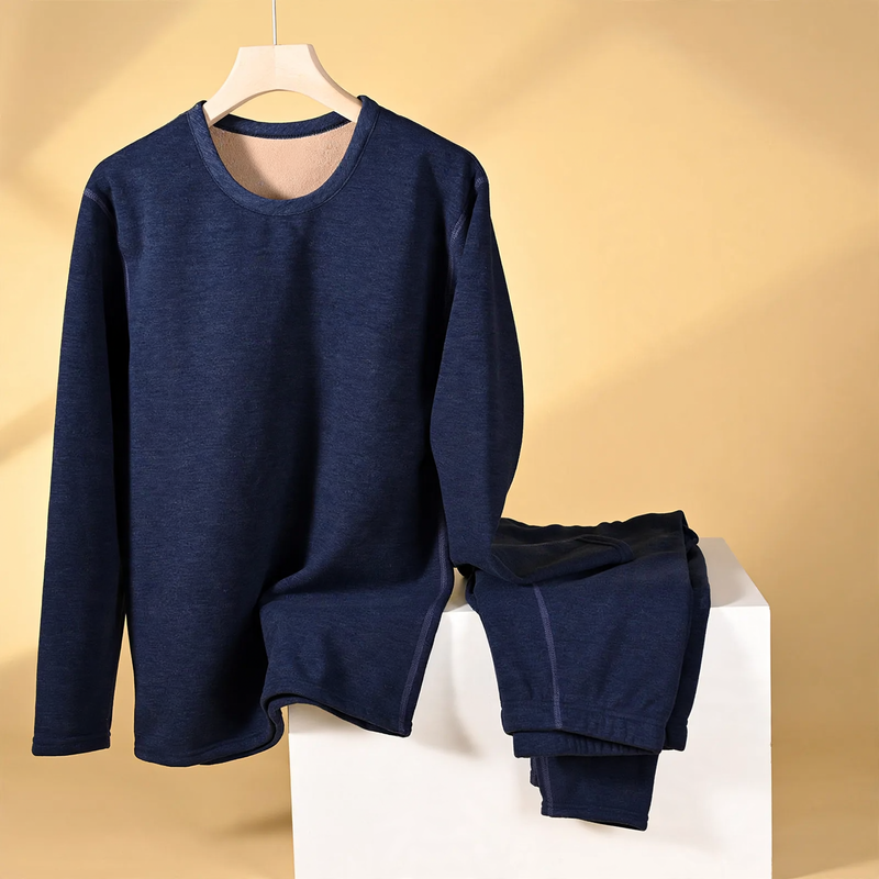 Thermal underwear set, lined, crew neck