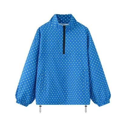 Unisex sweatshirt with stand-up collar and dot pattern