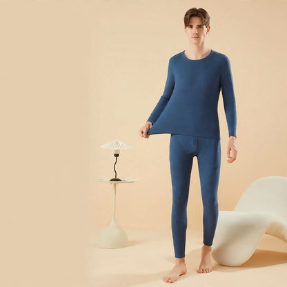 Thermal underwear set, silk-cashmere blend, round neck