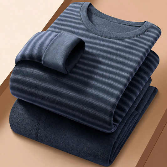 Thermal underwear set, double-sided padded, striped