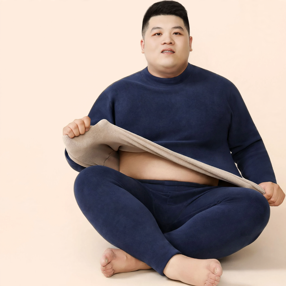 Thermal underwear set with lamb fleece, plus sizes