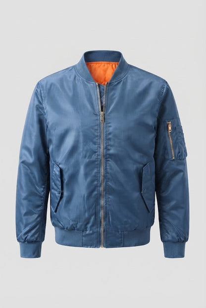 Men's Glossy Nylon Bomber with Quilted Thermal Lining Shop Velvia