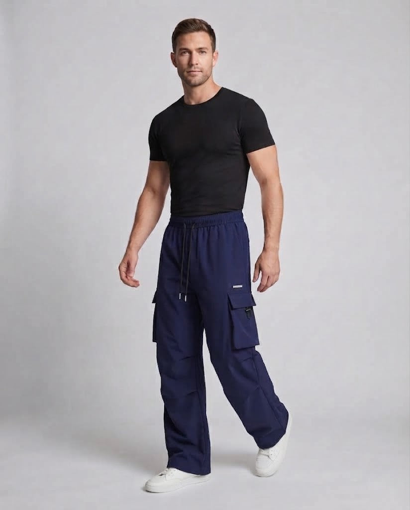 Men's Casual Cargo Baggy Pants with Drawstring Waist, Multifunctional Pockets & Straight Leg Shop Velvia