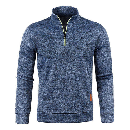 Men's knit sweater with stand-up collar and zipper