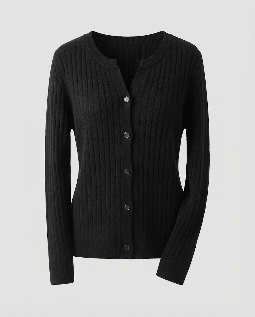 Women Knitted Rib Cardigan with Subtle V-Neck and Button Placket Shop Velvia