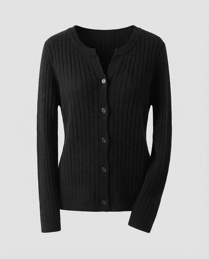 Women Knitted Rib Cardigan with Subtle V-Neck and Button Placket Shop Velvia