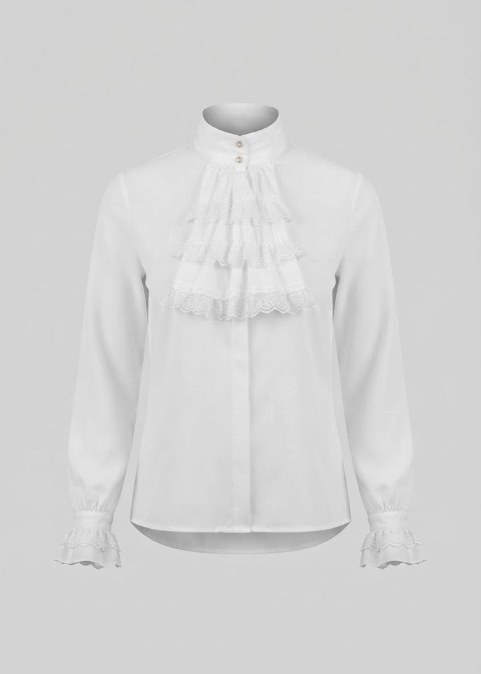 Women's Ruffled Shirt with Elegant Collar Shop Velvia