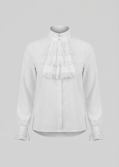 Women's Ruffled Shirt with Elegant Collar Shop Velvia