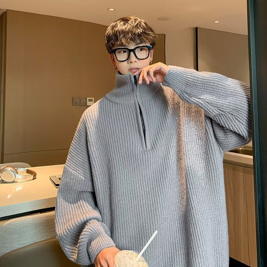 Men's knitted sweater with zipper