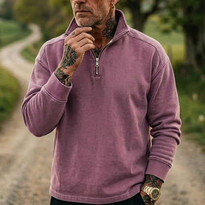 Men's Denim Sweatshirt with 1/4 Zipper