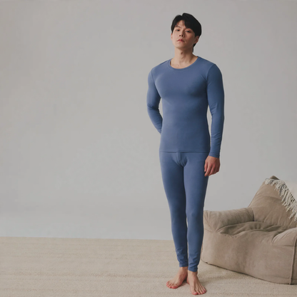 Cotton thermal set for couples, round neckline