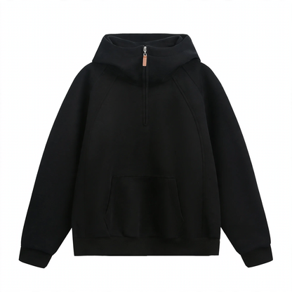 Unisex hoodie with zipper and stand-up collar