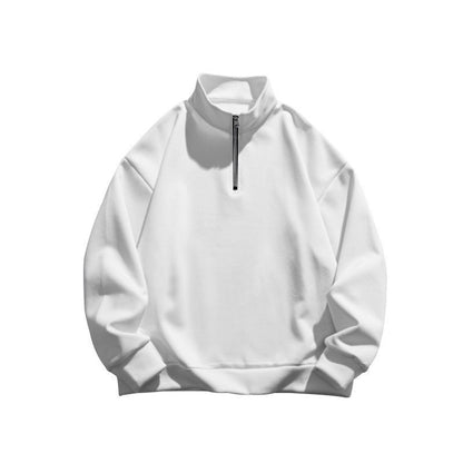 Unisex Long Sleeve Sweatshirt with Stand-Up Collar and Half Zipper