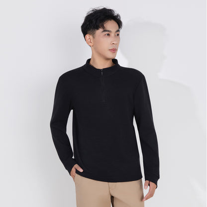 Men's waffle sweatshirt with zipper and lining