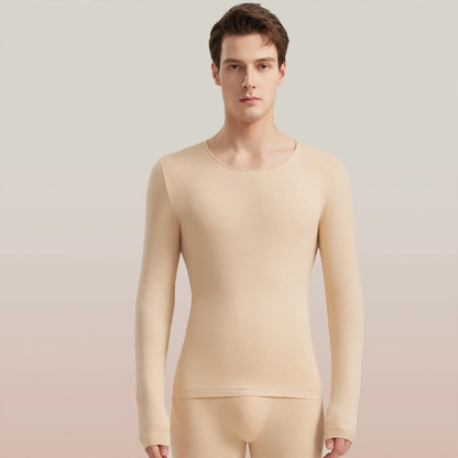 Men's thermal underwear set, seamless, round neck