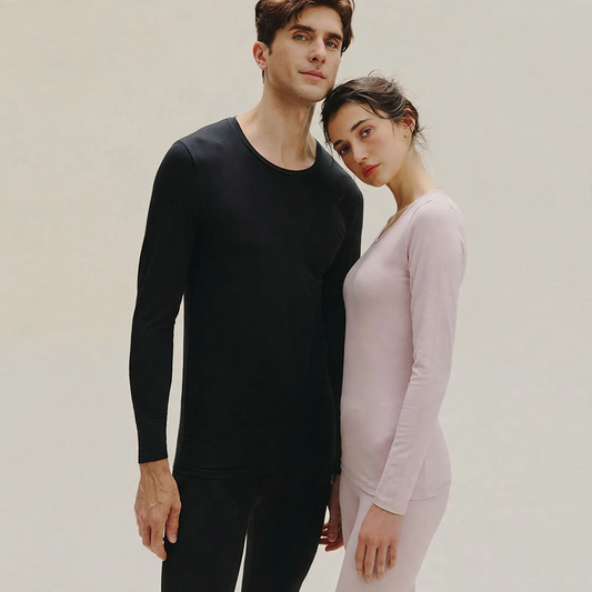 Cotton thermal set for couples, round neckline