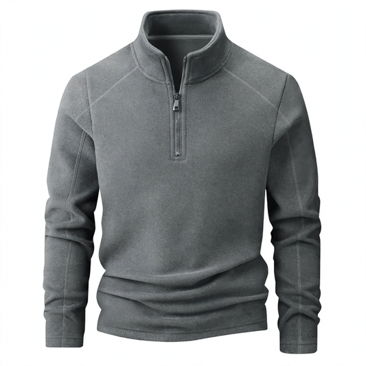 Fleece sweatshirt with stand-up collar and zipper