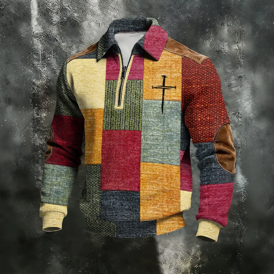 Men's sweatshirt with 3D print and zipper