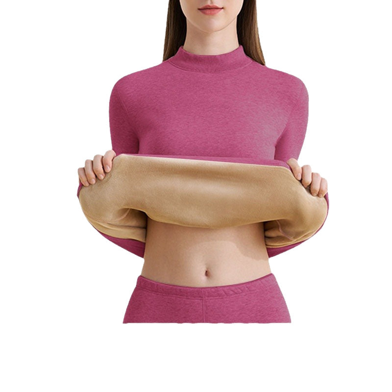 Padded thermal underwear set for women, stand-up collar