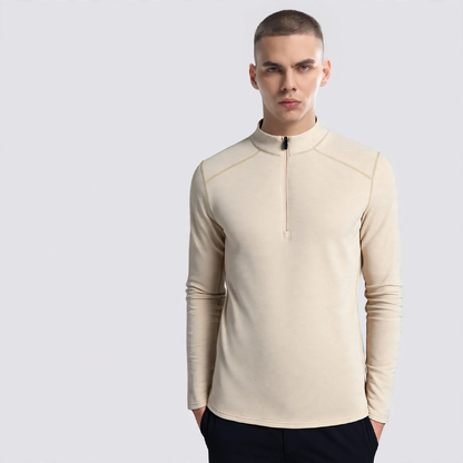 Sporty fleece sweatshirt with stand-up collar