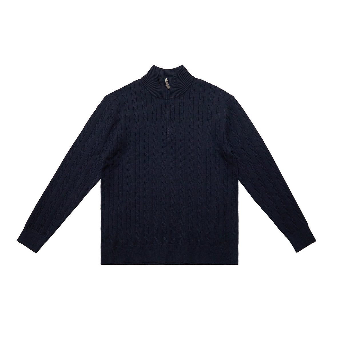 Classic knitted sweater with cable pattern and zipper