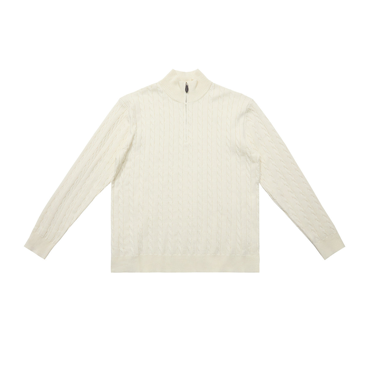 Classic knitted sweater with cable pattern and zipper