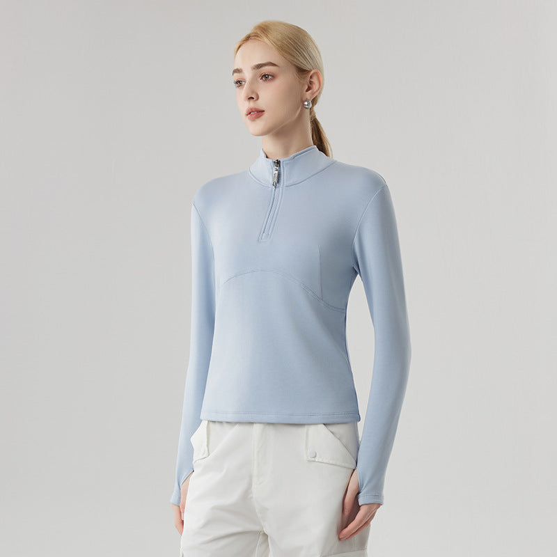 Women's sweatshirt with half zipper