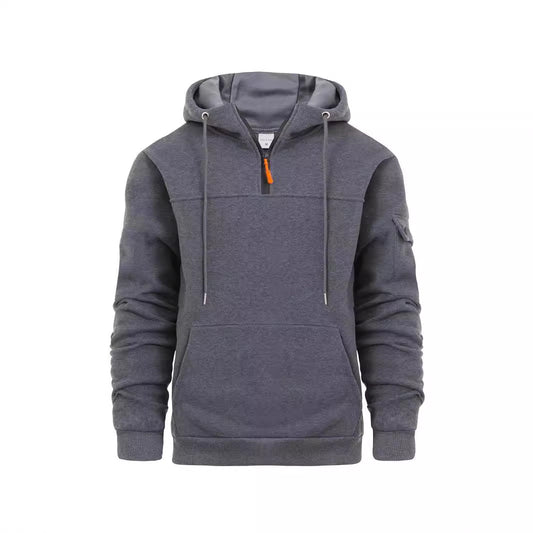 Casual hoodie with half zipper