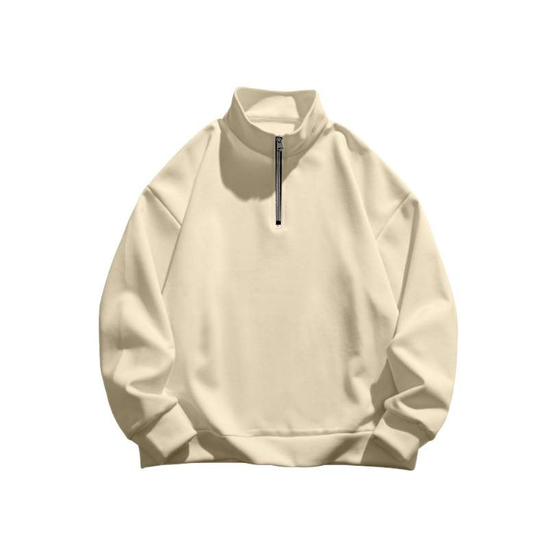 Unisex Long Sleeve Sweatshirt with Stand-Up Collar and Half Zipper