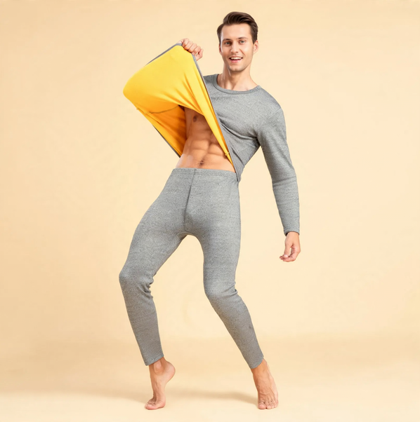 Thermal underwear set, lined, crew neck