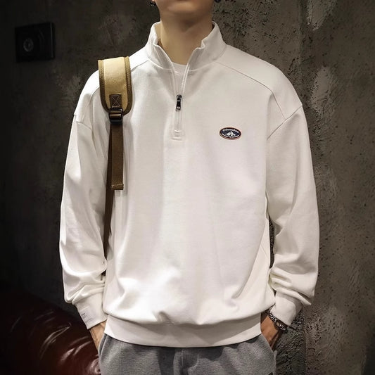 Men's sweatshirt with half zipper and stand-up collar